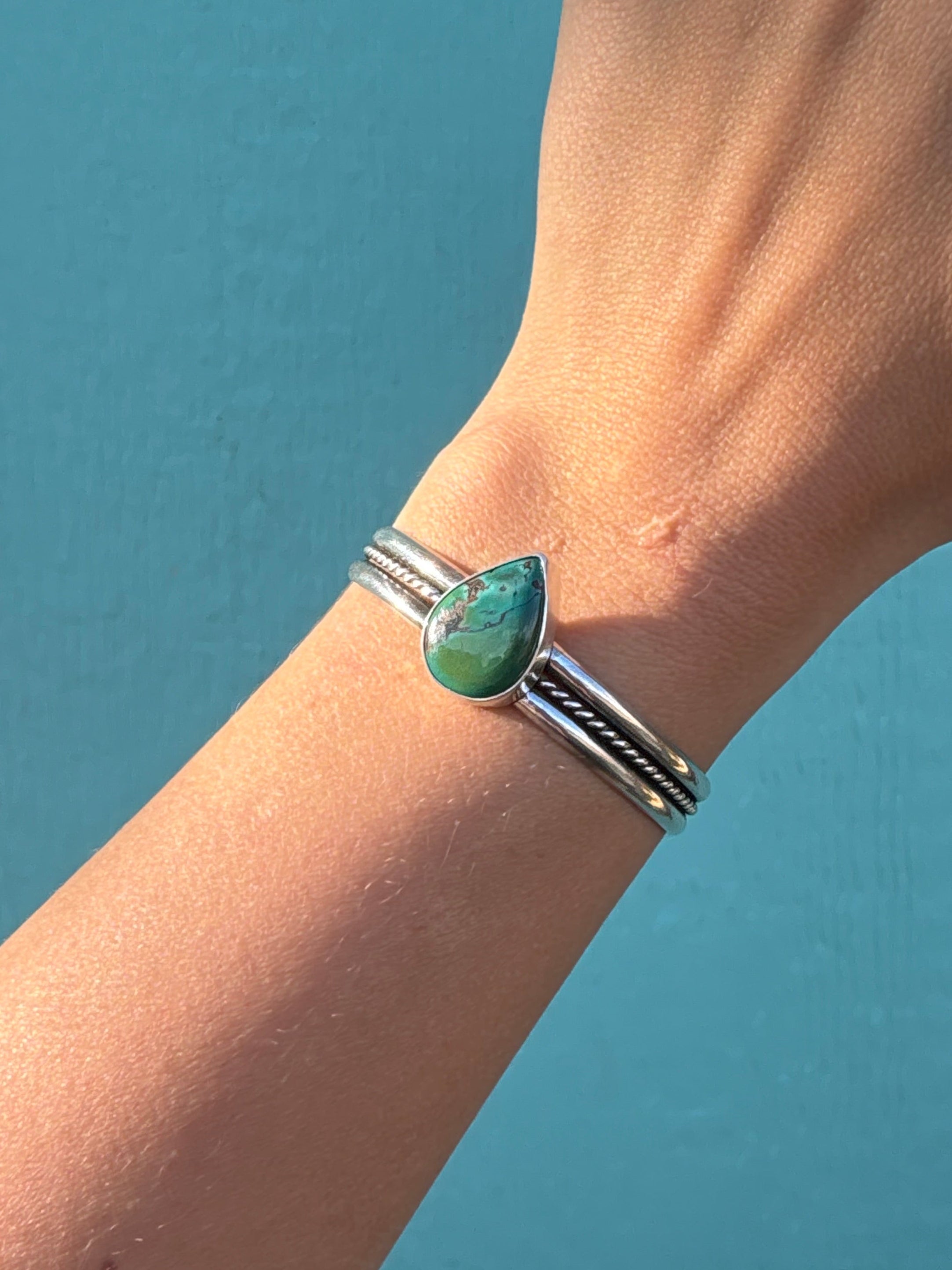 Green Turquoise Twisted Cuff