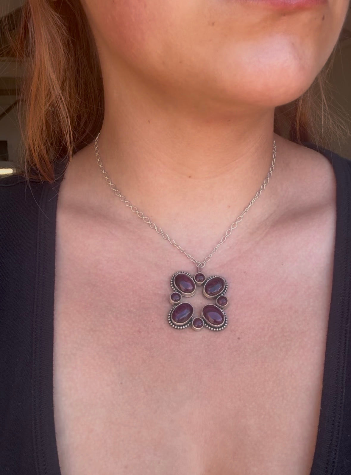Spiny Oyster Square Necklace