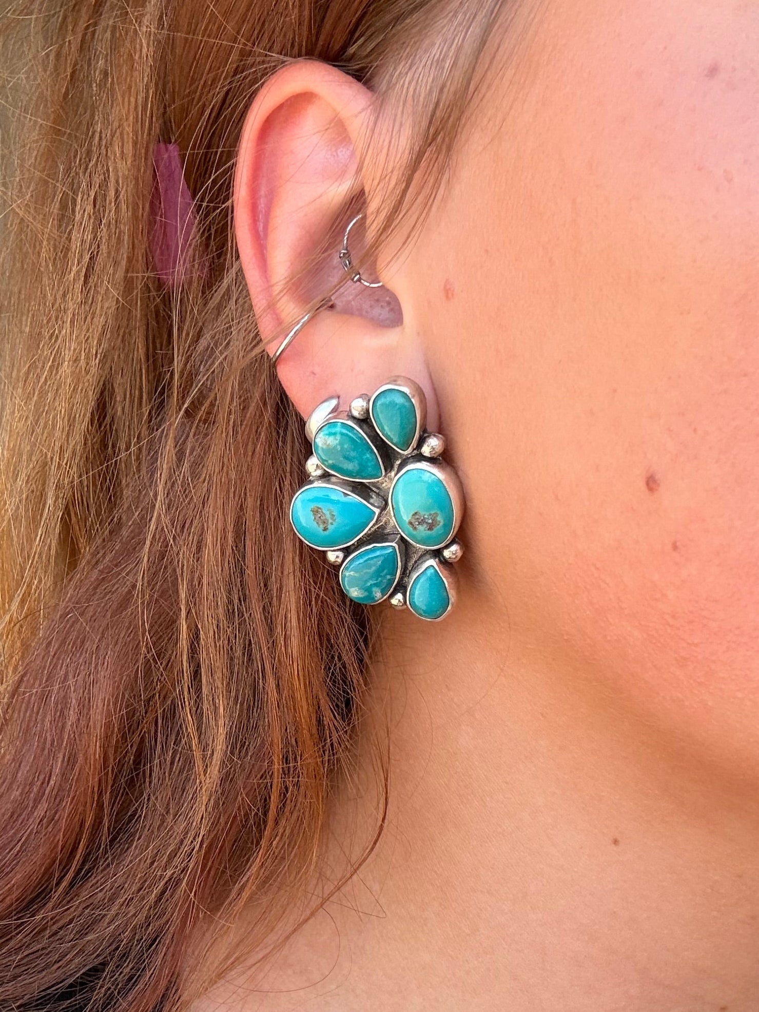 Large Kingman Half Cluster Earrings