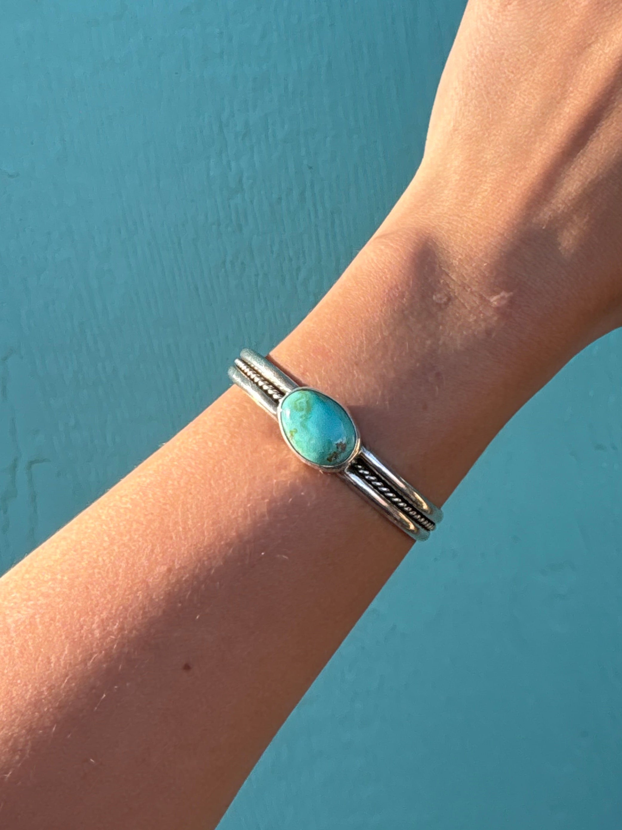 Kingman Turquoise Twisted Cuff 5.5 Inches