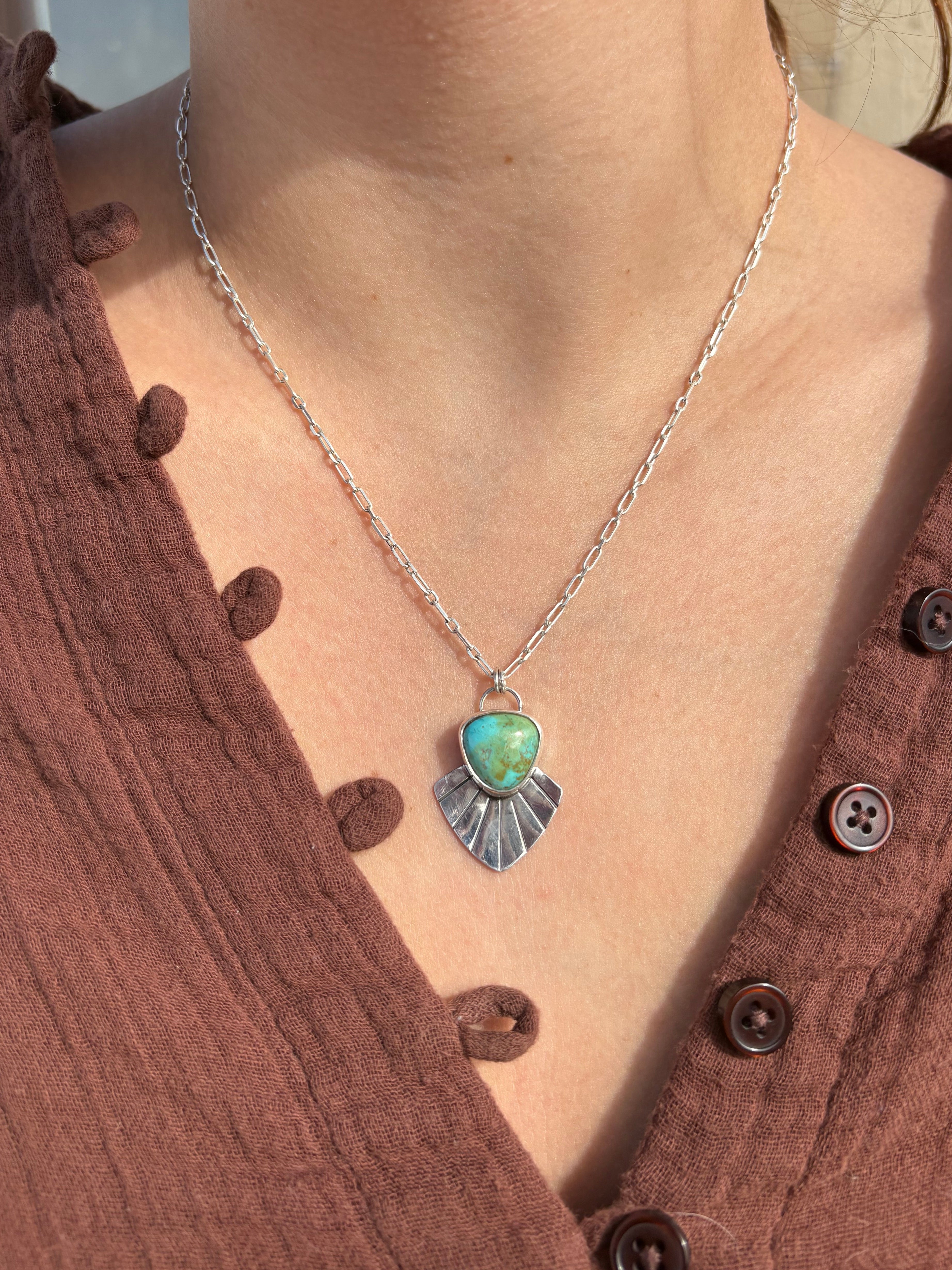 Sonoran Mountain Turquoise Fan Necklace