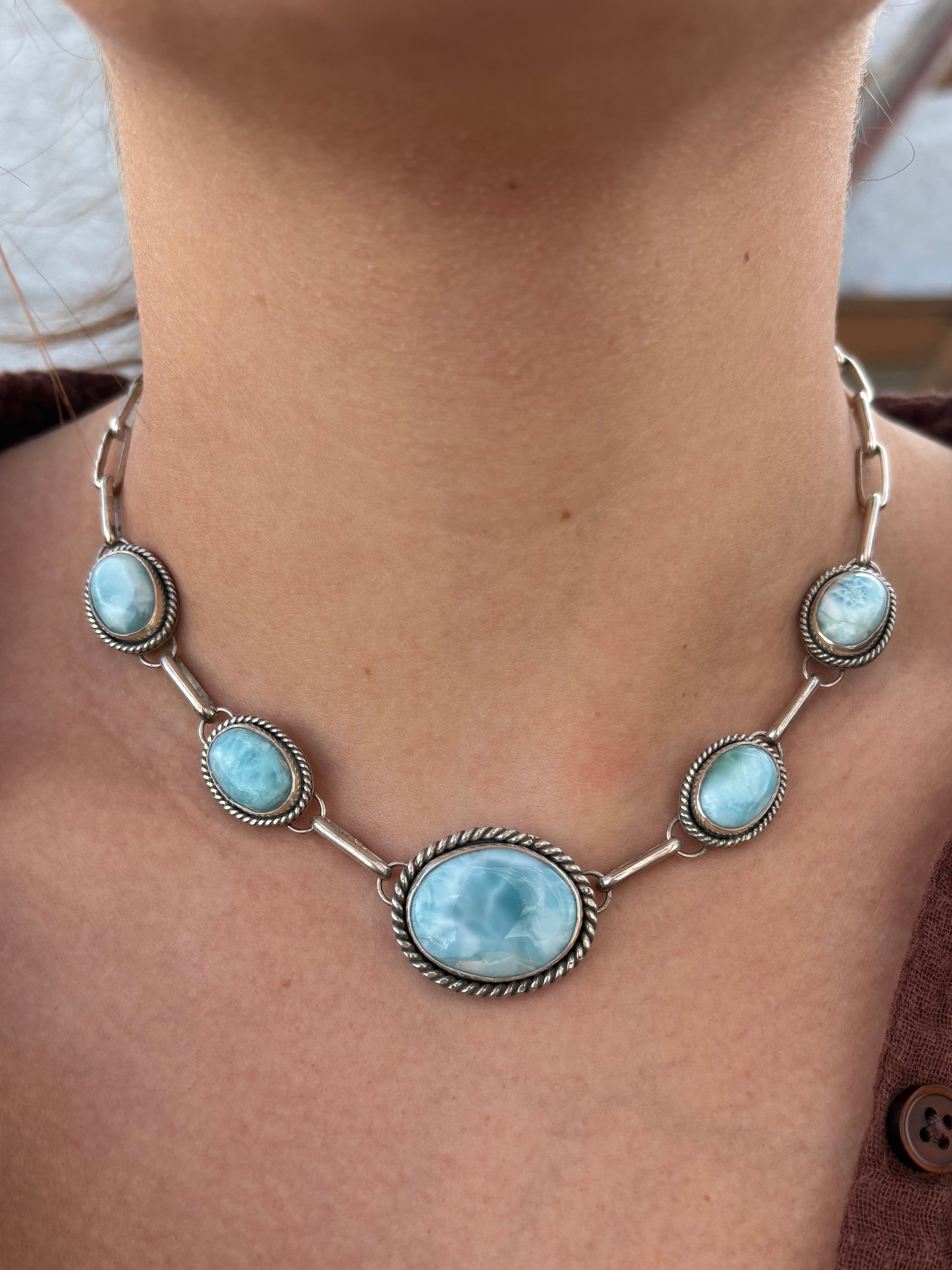 Larimar 5 stone choker