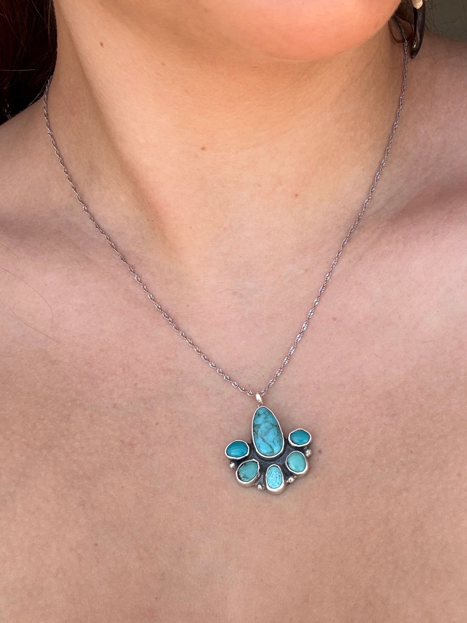 Half Cluster Mixed Turquoise Necklace