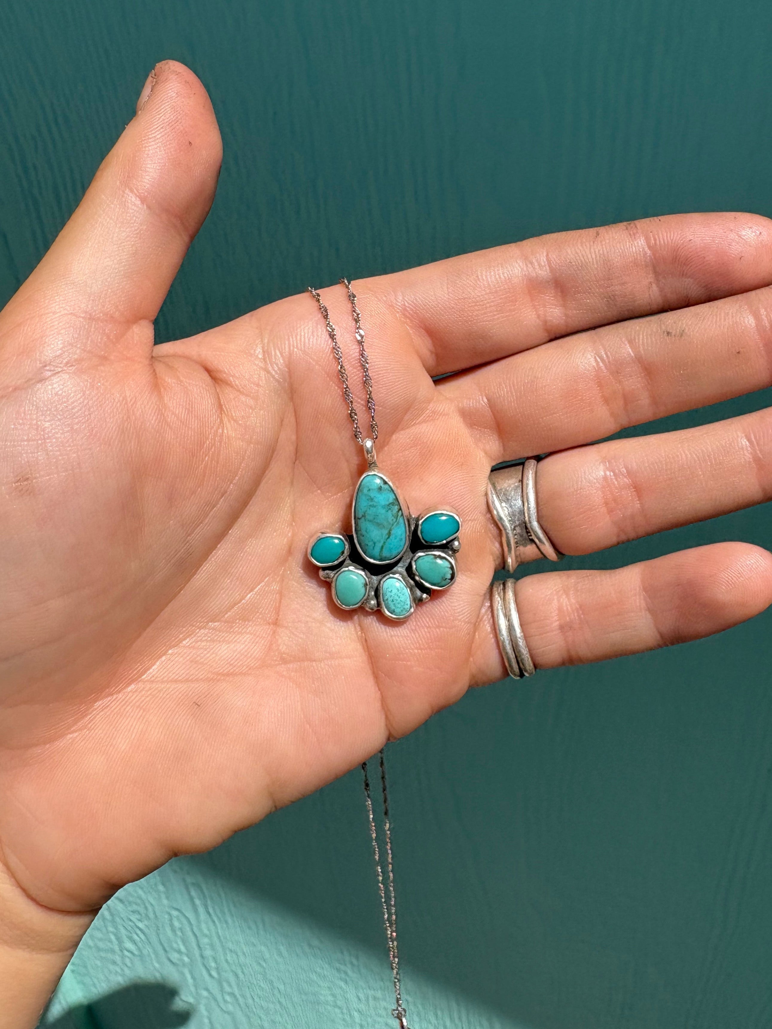 Half Cluster Mixed Turquoise Necklace